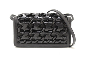Chanel Interlaced Chain Strap Braided Black Lambskin Leather and Resin Mini Clutch