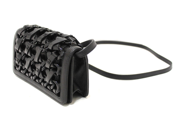 Chanel Interlaced Chain Strap Braided Black Lambskin Leather and Resin Mini Clutch