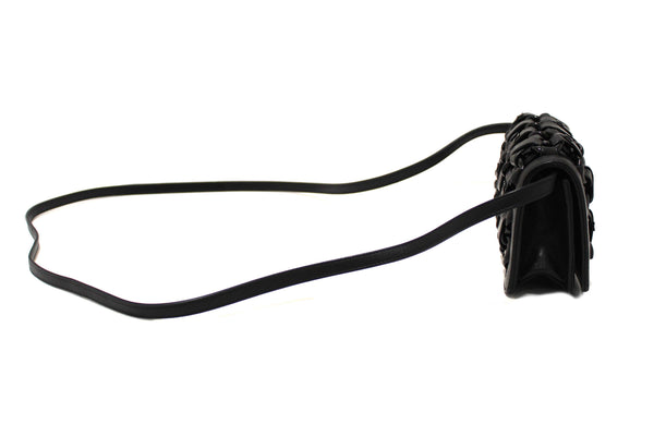 Chanel Interlaced Chain Strap Braided Black Lambskin Leather and Resin Mini Clutch