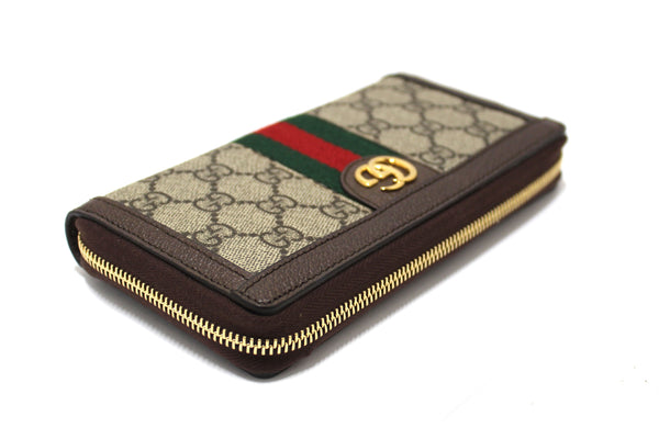 NEW Gucci GG Supreme Ophidia Zip Around Wallet 523154