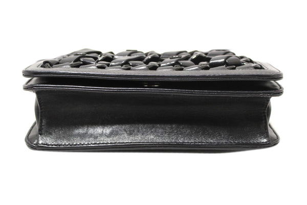 Chanel Interlaced Chain Strap Braided Black Lambskin Leather and Resin Mini Clutch