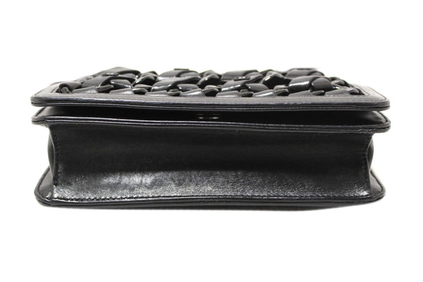 Chanel Interlaced Chain Strap Braided Black Lambskin Leather and Resin Mini Clutch
