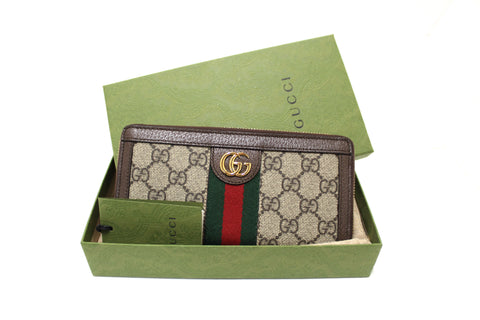 NEW Gucci GG Supreme Ophidia Zip Around Wallet 523154