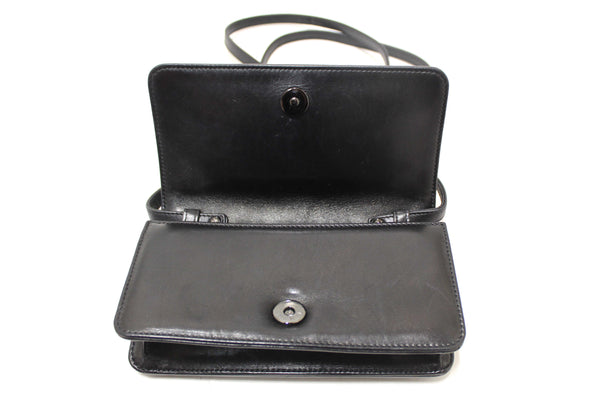 Chanel Interlaced Chain Strap Braided Black Lambskin Leather and Resin Mini Clutch