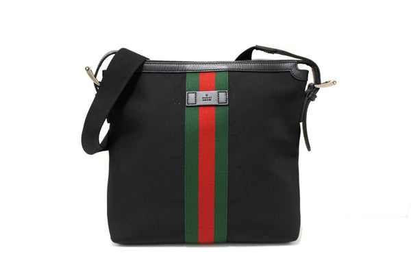 Gucci Black Techno Canvas Web Messenger Bag