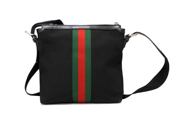 Gucci Black Techno Canvas Web Messenger Bag