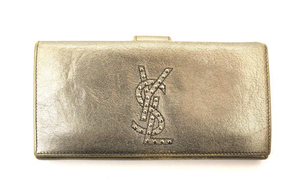 Yves Saint Laurent Metallic Silver Classic Long Wallet