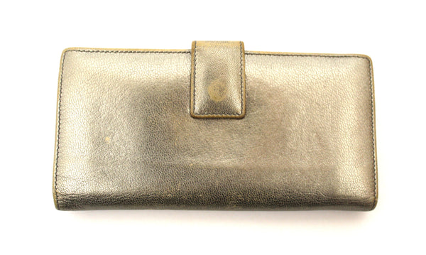 Yves Saint Laurent Metallic Silver Classic Long Wallet