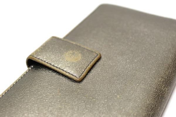 Yves Saint Laurent Metallic Silver Classic Long Wallet