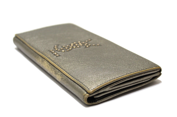 Yves Saint Laurent Metallic Silver Classic Long Wallet