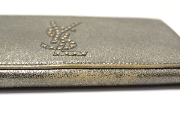 Yves Saint Laurent Metallic Silver Classic Long Wallet