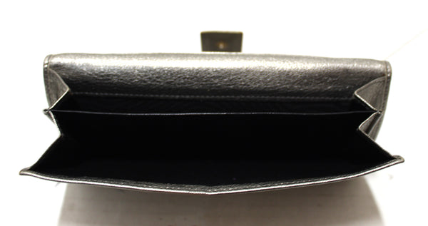 Yves Saint Laurent Metallic Silver Classic Long Wallet
