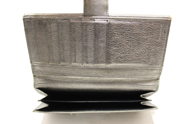 Yves Saint Laurent Metallic Silver Classic Long Wallet