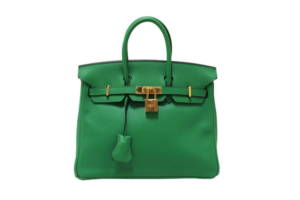 Hermes Menthe Swift Leather Gold Hardware Birkin 25 Handbag