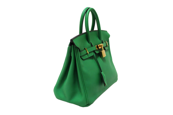 Hermes Menthe Swift Leather Gold Hardware Birkin 25 Handbag