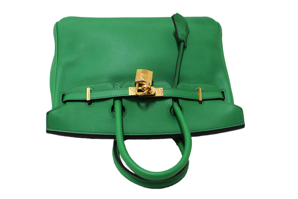 Hermes Menthe Swift Leather Gold Hardware Birkin 25 Handbag