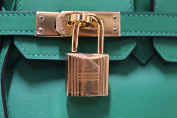 Hermes Menthe Swift Leather Gold Hardware Birkin 25 Handbag