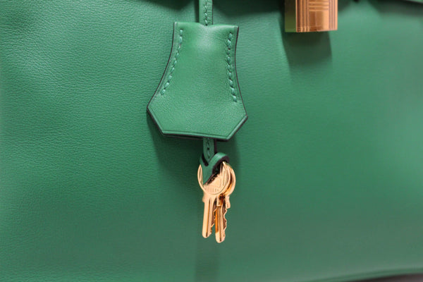 Hermes Menthe Swift Leather Gold Hardware Birkin 25 Handbag