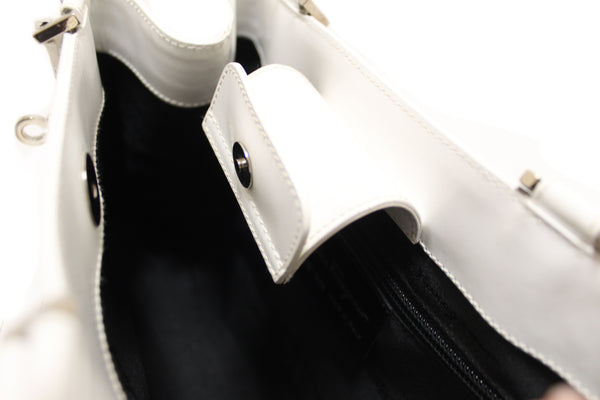 Authentic Salvatore Ferragamo Vintage White Cowhide Leather Handbag