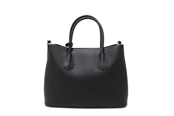 Prada Black Saffiano Leather Medium Double Bag