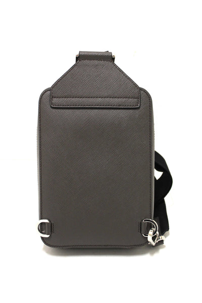 Prada Grey Saffiano Leather Brique Shoulder Sling Bag