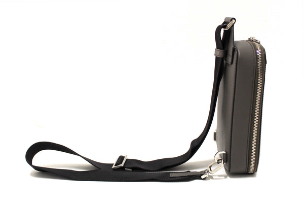Prada Grey Saffiano Leather Brique Shoulder Sling Bag