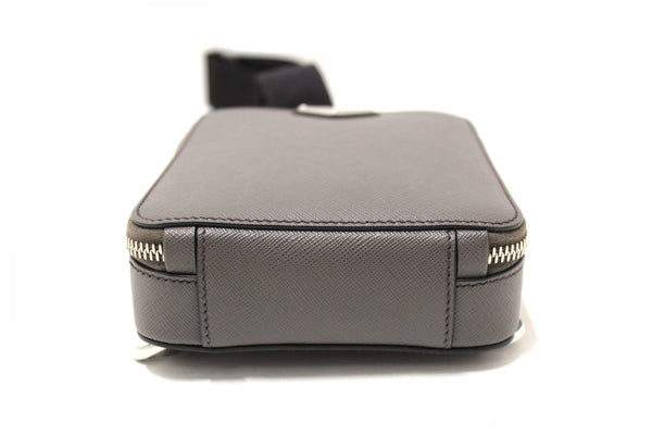 Prada Grey Saffiano Leather Brique Shoulder Sling Bag
