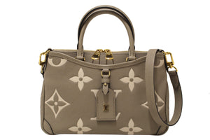 Louis Vuitton Tourterelle / Crème Beige Monogram Empreinte Leather Trianon PM Tote Bag