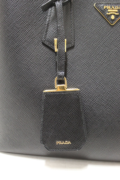 Prada Black Saffiano Leather Medium Double Bag