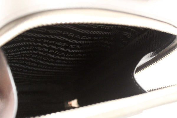 Prada Grey Saffiano Leather Brique Shoulder Sling Bag