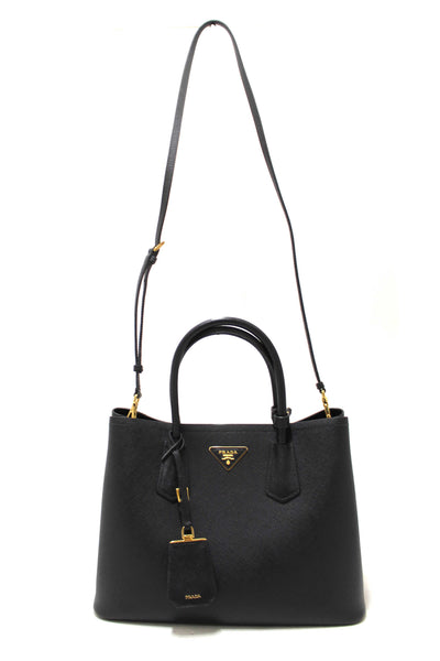 Prada Black Saffiano Leather Medium Double Bag