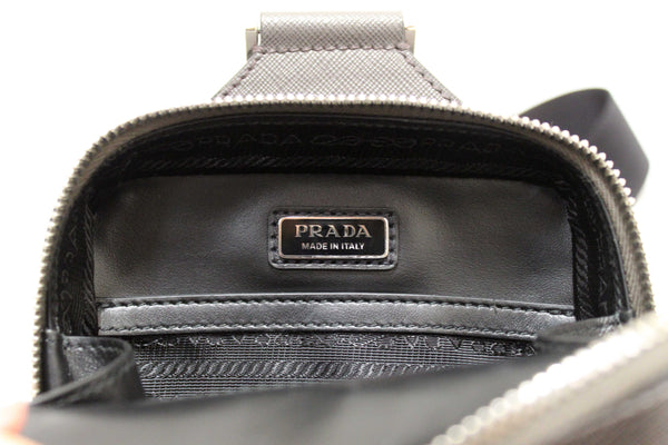 Prada Grey Saffiano Leather Brique Shoulder Sling Bag
