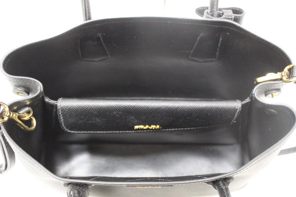 Prada Black Saffiano Leather Medium Double Bag