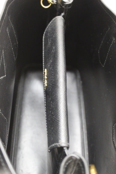 Prada Black Saffiano Leather Medium Double Bag