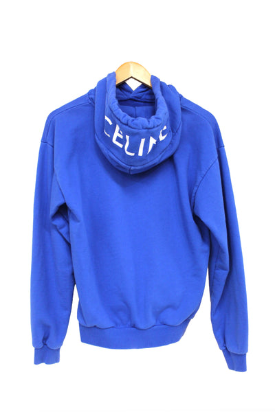 Celine Blue Cotton Logo Hoodie Sweater Size XS