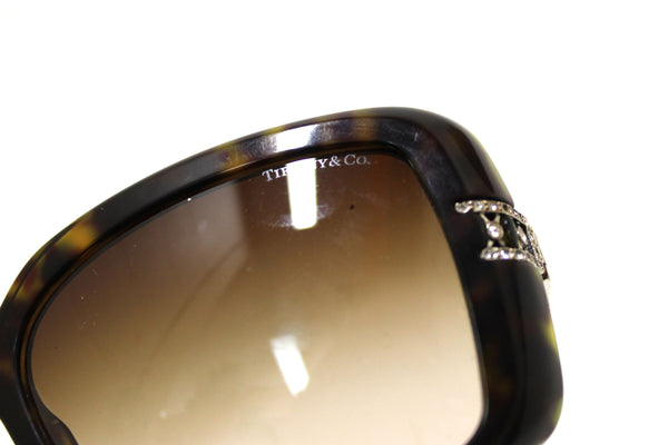 Tiffany & Co Brown Tortoise Shell Atlas Crystal Square Sunglasses