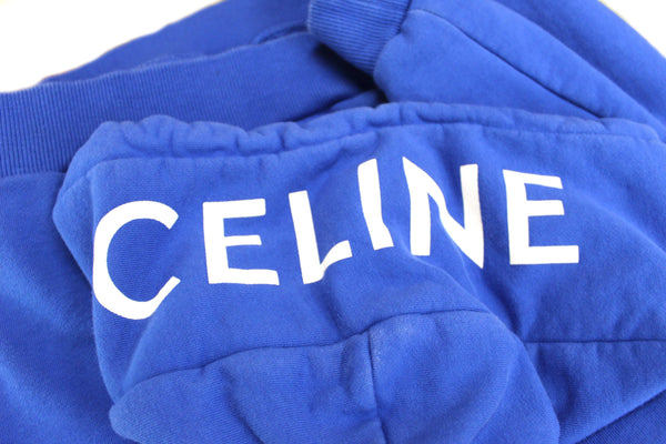 Celine Blue Cotton Logo Hoodie Sweater Size XS
