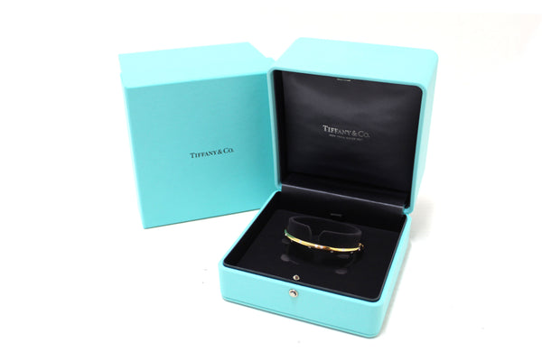 Tiffany & Co. Vintage 18k Gold Platinum Etoile Diamond Bangle Bracelet