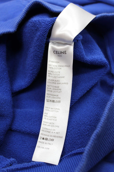 Celine Blue Cotton Logo Hoodie Sweater Size XS