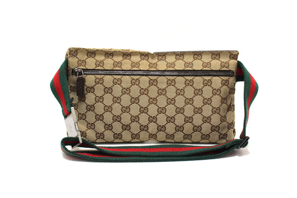Gucci Vintage GG Monogram Web Double Pocket Belt Waist Bag 28566