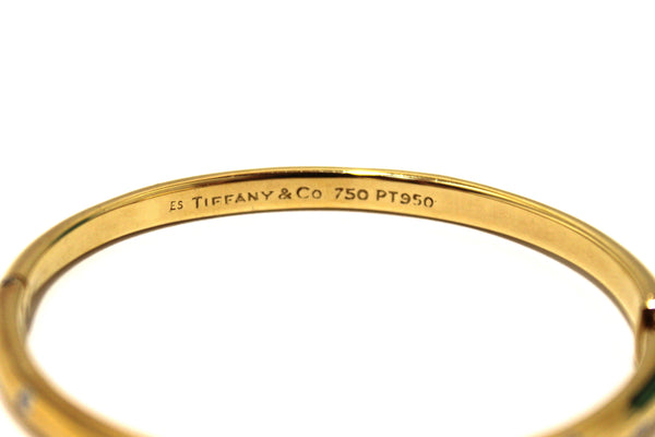 Tiffany & Co. Vintage 18k Gold Platinum Etoile Diamond Bangle Bracelet