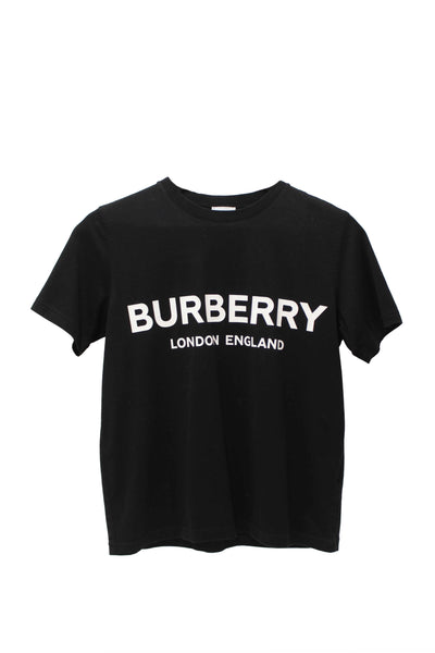 Burberry Black Cotton Logo Print T-shirt size S