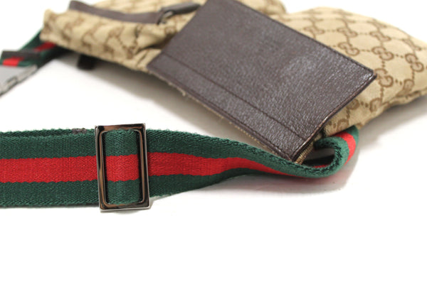 Gucci Vintage GG Monogram Web Double Pocket Belt Waist Bag 28566