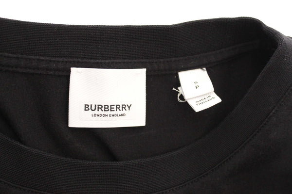 Burberry Black Cotton Logo Print T-shirt size S
