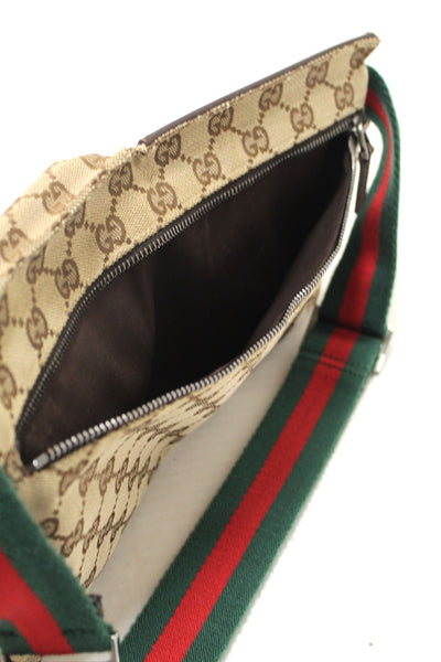 Gucci Vintage GG Monogram Web Double Pocket Belt Waist Bag 28566