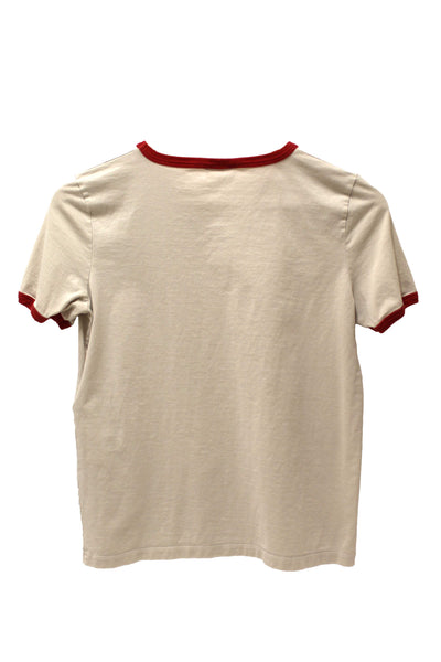 Celine Neutral and Red Cotton Graphic Print T-shirt size S