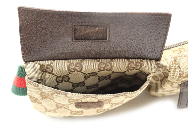 Gucci Vintage GG Monogram Web Double Pocket Belt Waist Bag 28566