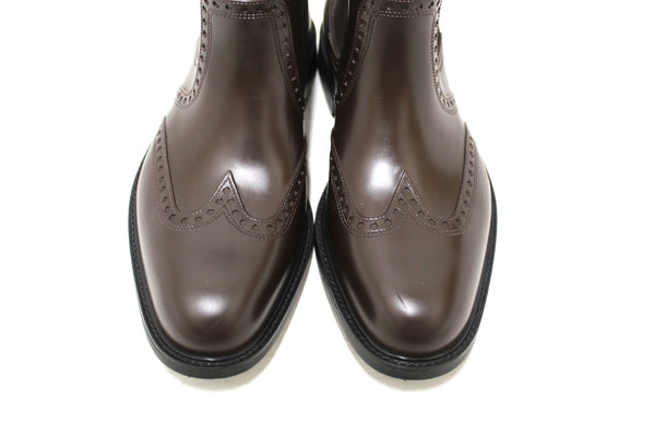 Salvatore Ferragamo Men's Chestnut Rubber Wingtip Brown Boots Size 7