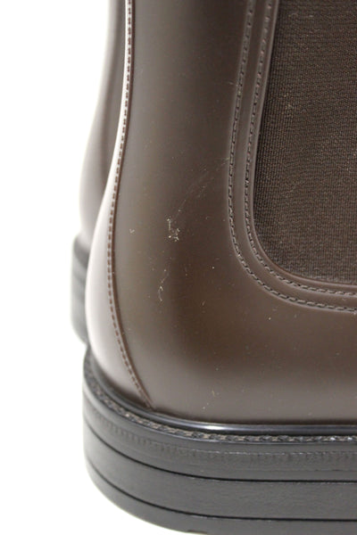 Salvatore Ferragamo Men's Chestnut Rubber Wingtip Brown Boots Size 7