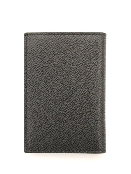 New Prada Black Calfskin Micro-Grained Leather Bifold Card Holder